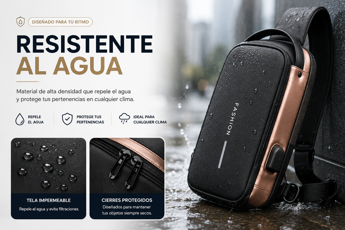 SafeGo Bolso de Hombro Gold |Muévete con libertad. Lleva todo seguro.