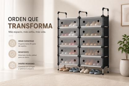 Ordenador de Calzado™ | Organiza hasta 30 pares y recupera espacio en tu hogar