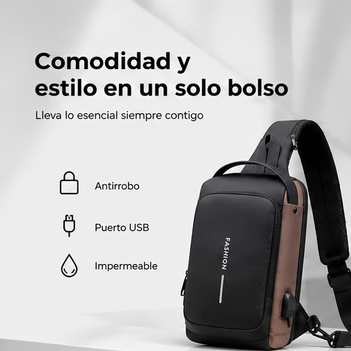 SafeGo Bolso de Hombro Gold |Muévete con libertad. Lleva todo seguro.